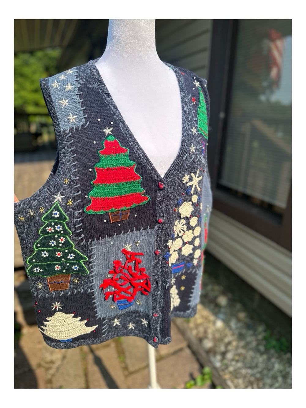 Hampshire Studio 90s Ho Ho Ho Patchwork Christmas Vest Size 1X